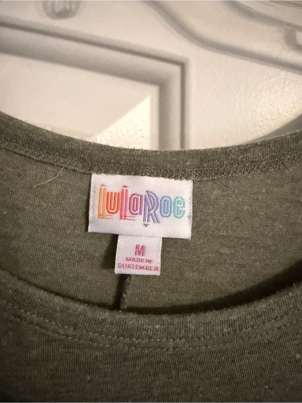 LuLaRoe Olive Green and Red Carley Dresses. Ladies size medium